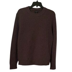 Club Monaco Women’s Brown Waffle Knit Cashmere Crewneck Sweater Size M